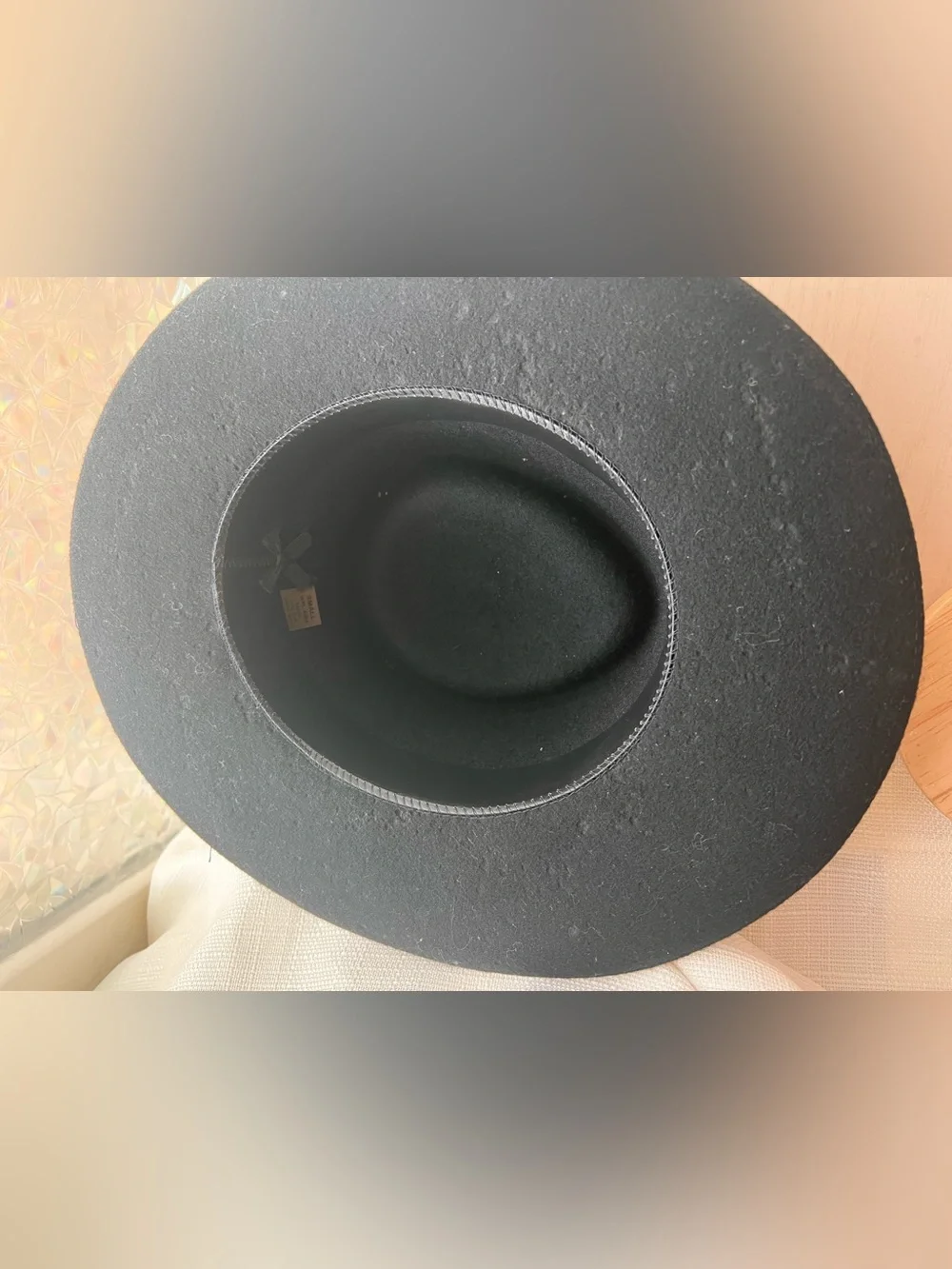 Women’s Black Wool Wide-Brim Hat with Decorative Band